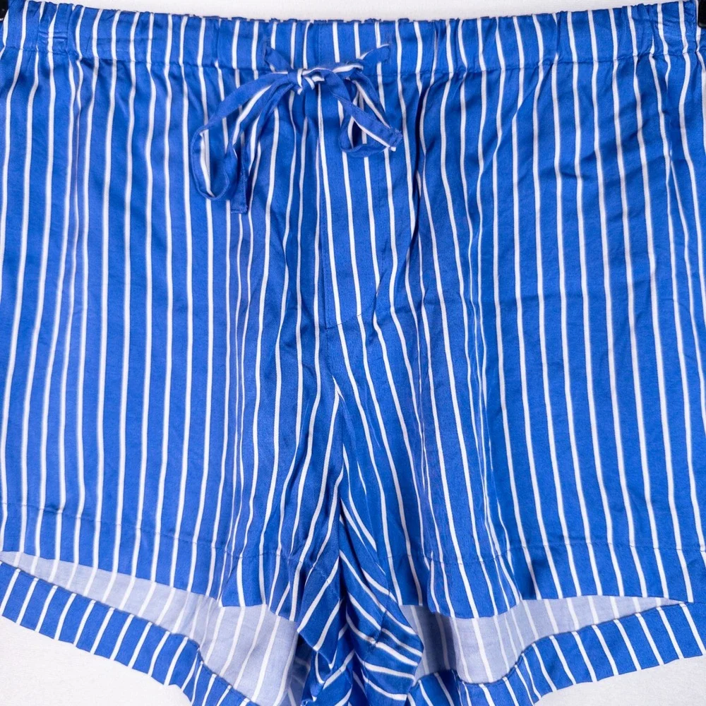 J.Crew Womens Pajama Shorts S Blue White Striped Viscose Sleepwear Loungewear